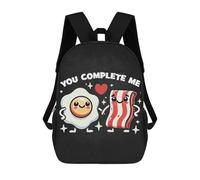 sinyumoney Mochila 17inch Impresa En 3D Funny Couples, You Complete Me - Cute Bacon & Egg Mochilas Escolares Ligeras De Viaje Para Niños Y Niñas, Ideales Para Estudiantes De Secundaria.