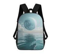 sinyumoney Mochila 17inch Impresa En 3D Giant Moon Over Ocean Mochilas Escolares Ligeras De Viaje Para Niños Y Niñas, Ideales Para Estudiantes De Secundaria.