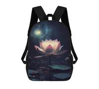 sinyumoney Mochila 17inch Impresa En 3D Glowing Lotus Pond Scene Mochilas Escolares Ligeras De Viaje Para Niños Y Niñas, Ideales Para Estudiantes De Secundaria.