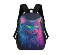sinyumoney Mochila 17inch Impresa En 3D Glowing Neon Cat Art Print-5 Mochilas Escolares Ligeras De Viaje Para Niños Y Niñas, Ideales Para Estudiantes De Secundaria.