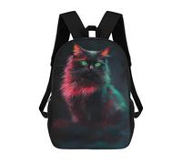 sinyumoney Mochila 17inch Impresa En 3D Glowing Neon Cat Art Print-9 Mochilas Escolares Ligeras De Viaje Para Niños Y Niñas, Ideales Para Estudiantes De Secundaria.