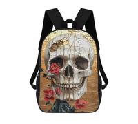 sinyumoney Mochila 17inch Impresa En 3D Golden Cracked Skull Art Print-1 Mochilas Escolares Ligeras De Viaje Para Niños Y Niñas, Ideales Para Estudiantes De Secundaria.