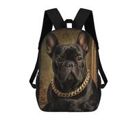 sinyumoney Mochila 17inch Impresa En 3D Golden Frenchie Luxury Collar Mochilas Escolares Ligeras De Viaje Para Niños Y Niñas, Ideales Para Estudiantes De Secundaria.