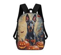 sinyumoney Mochila 17inch Impresa En 3D Halloween Doberman Pumpkin Art Print Mochilas Escolares Ligeras De Viaje Para Niños Y Niñas, Ideales Para Estudiantes De Secundaria.