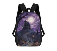 sinyumoney Mochila 17inch Impresa En 3D Halloween Haunted House Scene -2 Mochilas Escolares Ligeras De Viaje Para Niños Y Niñas, Ideales Para Estudiantes De Secundaria.