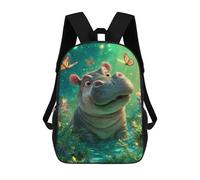 sinyumoney Mochila 17inch Impresa En 3D Hippopotamus in Enchanted Garden Mochilas Escolares Ligeras De Viaje Para Niños Y Niñas, Ideales Para Estudiantes De Secundaria.