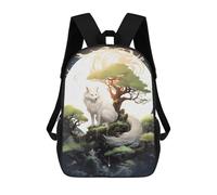 sinyumoney Mochila 17inch Impresa En 3D Japanese Fox Moonlight Mochilas Escolares Ligeras De Viaje Para Niños Y Niñas, Ideales Para Estudiantes De Secundaria.