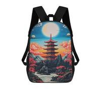 sinyumoney Mochila 17inch Impresa En 3D Japanese Pagoda Sunset Landscape-2 Mochilas Escolares Ligeras De Viaje Para Niños Y Niñas, Ideales Para Estudiantes De Secundaria.