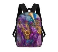 sinyumoney Mochila 17inch Impresa En 3D Jazz Band Painting Artwork-1 Mochilas Escolares Ligeras De Viaje Para Niños Y Niñas, Ideales Para Estudiantes De Secundaria.