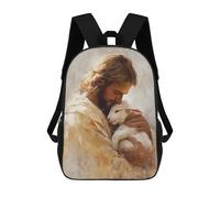 sinyumoney Mochila 17inch Impresa En 3D Jesus Holding Lamb Painting-7 Mochilas Escolares Ligeras De Viaje Para Niños Y Niñas, Ideales Para Estudiantes De Secundaria.