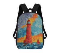 sinyumoney Mochila 17inch Impresa En 3D Lighthouse Ocean Waves Sunset Mochilas Escolares Ligeras De Viaje Para Niños Y Niñas, Ideales Para Estudiantes De Secundaria.
