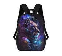 sinyumoney Mochila 17inch Impresa En 3D Lion Astronaut in Space -7 Mochilas Escolares Ligeras De Viaje Para Niños Y Niñas, Ideales Para Estudiantes De Secundaria.