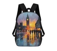 sinyumoney Mochila 17inch Impresa En 3D London Night Lights Reflections Mochilas Escolares Ligeras De Viaje Para Niños Y Niñas, Ideales Para Estudiantes De Secundaria.