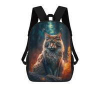 sinyumoney Mochila 17inch Impresa En 3D Magical Forest Cat Mochilas Escolares Ligeras De Viaje Para Niños Y Niñas, Ideales Para Estudiantes De Secundaria.