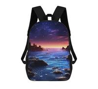 sinyumoney Mochila 17inch Impresa En 3D Magical Starry Night Ocean Mochilas Escolares Ligeras De Viaje Para Niños Y Niñas, Ideales Para Estudiantes De Secundaria.