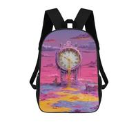 sinyumoney Mochila 17inch Impresa En 3D Melting Time Surreal Clockscape Mochilas Escolares Ligeras De Viaje Para Niños Y Niñas, Ideales Para Estudiantes De Secundaria.
