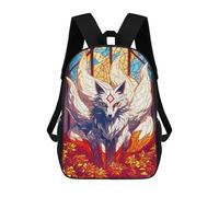 sinyumoney Mochila 17inch Impresa En 3D Mystical Kitsune Mochilas Escolares Ligeras De Viaje Para Niños Y Niñas, Ideales Para Estudiantes De Secundaria.