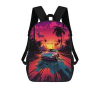 sinyumoney Mochila 17inch Impresa En 3D Neon Sunset Drive -1 Mochilas Escolares Ligeras De Viaje Para Niños Y Niñas, Ideales Para Estudiantes De Secundaria.
