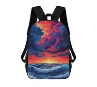 sinyumoney Mochila 17inch Impresa En 3D Ocean Sunset Waves Art Print-1 Mochilas Escolares Ligeras De Viaje Para Niños Y Niñas, Ideales Para Estudiantes De Secundaria.