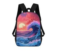 sinyumoney Mochila 17inch Impresa En 3D Ocean Wave Sunset Art Print Mochilas Escolares Ligeras De Viaje Para Niños Y Niñas, Ideales Para Estudiantes De Secundaria.