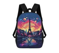 sinyumoney Mochila 17inch Impresa En 3D Paris Eiffel Tower Sunset Art Print Mochilas Escolares Ligeras De Viaje Para Niños Y Niñas, Ideales Para Estudiantes De Secundaria.