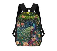 sinyumoney Mochila 17inch Impresa En 3D Peacock in The Garden Mochilas Escolares Ligeras De Viaje Para Niños Y Niñas, Ideales Para Estudiantes De Secundaria.