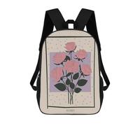 sinyumoney Mochila 17inch Impresa En 3D Pink Roses Mid Century Mochilas Escolares Ligeras De Viaje Para Niños Y Niñas, Ideales Para Estudiantes De Secundaria.