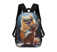 sinyumoney Mochila 17inch Impresa En 3D Pomeranian Playing Guitar-3 Mochilas Escolares Ligeras De Viaje Para Niños Y Niñas, Ideales Para Estudiantes De Secundaria.