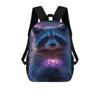 sinyumoney Mochila 17inch Impresa En 3D Raccoon Holding Lotus Flower-1 Mochilas Escolares Ligeras De Viaje Para Niños Y Niñas, Ideales Para Estudiantes De Secundaria.
