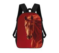 sinyumoney Mochila 17inch Impresa En 3D Red Horse Portrait Mochilas Escolares Ligeras De Viaje Para Niños Y Niñas, Ideales Para Estudiantes De Secundaria.