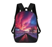 sinyumoney Mochila 17inch Impresa En 3D Road to Northern Lights Mochilas Escolares Ligeras De Viaje Para Niños Y Niñas, Ideales Para Estudiantes De Secundaria.