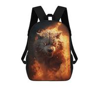 sinyumoney Mochila 17inch Impresa En 3D Running Wolf Evil Fire Mochilas Escolares Ligeras De Viaje Para Niños Y Niñas, Ideales Para Estudiantes De Secundaria.