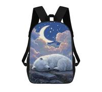sinyumoney Mochila 17inch Impresa En 3D Sleeping Polar Bear Night Sky Mochilas Escolares Ligeras De Viaje Para Niños Y Niñas, Ideales Para Estudiantes De Secundaria.