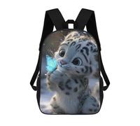 sinyumoney Mochila 17inch Impresa En 3D Snow Leopard Cub with Butterfly Mochilas Escolares Ligeras De Viaje Para Niños Y Niñas, Ideales Para Estudiantes De Secundaria.