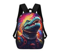 sinyumoney Mochila 17inch Impresa En 3D Space Crocodile Astronaut Art Print Mochilas Escolares Ligeras De Viaje Para Niños Y Niñas, Ideales Para Estudiantes De Secundaria.