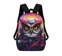 sinyumoney Mochila 17inch Impresa En 3D Space Owl DJ Headphones Mochilas Escolares Ligeras De Viaje Para Niños Y Niñas, Ideales Para Estudiantes De Secundaria.