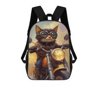 sinyumoney Mochila 17inch Impresa En 3D Steampunk Cat Biker Art Print Mochilas Escolares Ligeras De Viaje Para Niños Y Niñas, Ideales Para Estudiantes De Secundaria.