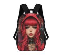 sinyumoney Mochila 17inch Impresa En 3D Steampunk Cat Hoodie with Red Hair Mochilas Escolares Ligeras De Viaje Para Niños Y Niñas, Ideales Para Estudiantes De Secundaria.
