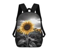 sinyumoney Mochila 17inch Impresa En 3D Sunflower Black White Mochilas Escolares Ligeras De Viaje Para Niños Y Niñas, Ideales Para Estudiantes De Secundaria.