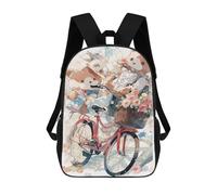 sinyumoney Mochila 17inch Impresa En 3D Teddy Bears on Bicycle with Flowers Mochilas Escolares Ligeras De Viaje Para Niños Y Niñas, Ideales Para Estudiantes De Secundaria.
