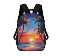 sinyumoney Mochila 17inch Impresa En 3D Tropical Sunset Painting Mochilas Escolares Ligeras De Viaje Para Niños Y Niñas, Ideales Para Estudiantes De Secundaria.