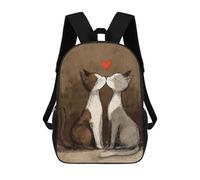 sinyumoney Mochila 17inch Impresa En 3D Two Cats Kissing with A Heart Mochilas Escolares Ligeras De Viaje Para Niños Y Niñas, Ideales Para Estudiantes De Secundaria.
