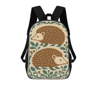 sinyumoney Mochila 17inch Impresa En 3D Two Hedgehogs with Floral Border Illustration Mochilas Escolares Ligeras De Viaje Para Niños Y Niñas, Ideales Para Estudiantes De Secundaria.
