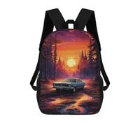 sinyumoney Mochila 17inch Impresa En 3D Vintage Car in Enchanted Forest -1 Mochilas Escolares Ligeras De Viaje Para Niños Y Niñas, Ideales Para Estudiantes De Secundaria.