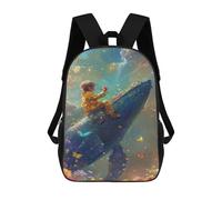 sinyumoney Mochila 17inch Impresa En 3D Whale Ride Fantasy Art Mochilas Escolares Ligeras De Viaje Para Niños Y Niñas, Ideales Para Estudiantes De Secundaria.