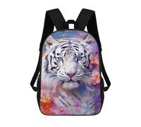 sinyumoney Mochila 17inch Impresa En 3D White Tiger with Flowers Mochilas Escolares Ligeras De Viaje Para Niños Y Niñas, Ideales Para Estudiantes De Secundaria.