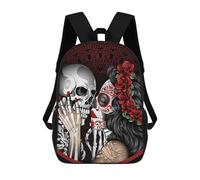 sinyumoney Mochila 3D Divertida Y Genial Para Adolescentes (niños Y Niñas) Catrina Skull Kiss Mochila Con Estampado 3D Para Niños, Mochila Escolar Para Niños De Primaria 17inch