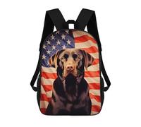 sinyumoney Mochila 3D Divertida Y Genial Para Adolescentes (niños Y Niñas) Chocolate Labrador And American Flag Mochila Con Estampado 3D Para Niños, Mochila Escolar Para Niños De Primaria 17inch
