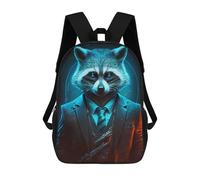 sinyumoney Mochila 3D Divertida Y Genial Para Adolescentes (niños Y Niñas) Director Raccoon in Suit Mochila Con Estampado 3D Para Niños, Mochila Escolar Para Niños De Primaria 17inch