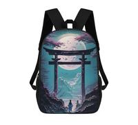 sinyumoney Mochila 3D Divertida Y Genial Para Adolescentes (niños Y Niñas) Geisha Moonlit Torii Mochila Con Estampado 3D Para Niños, Mochila Escolar Para Niños De Primaria 17inch